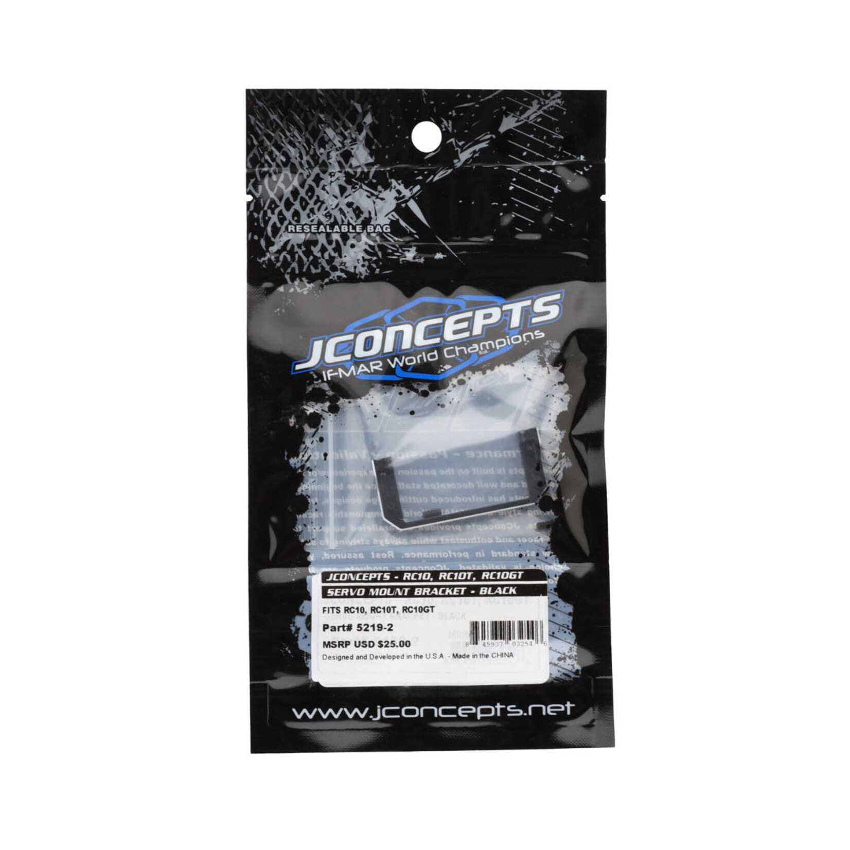 JConcepts #5219-2 JConcepts RC10 Aluminum Servo Mount Bracket (Black)