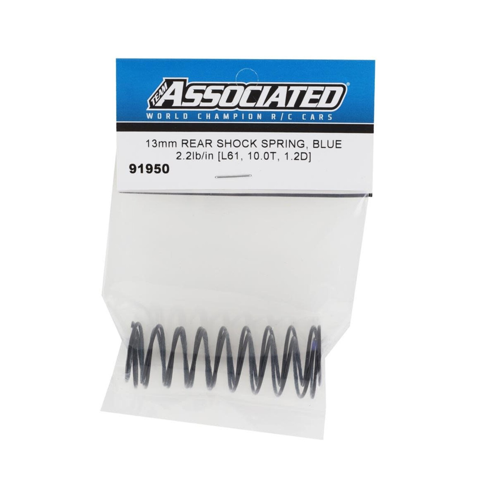 Team Associated #91950 Team Associated 13mm Rear Shock Spring (Blue/2.2lbs) (61mm)