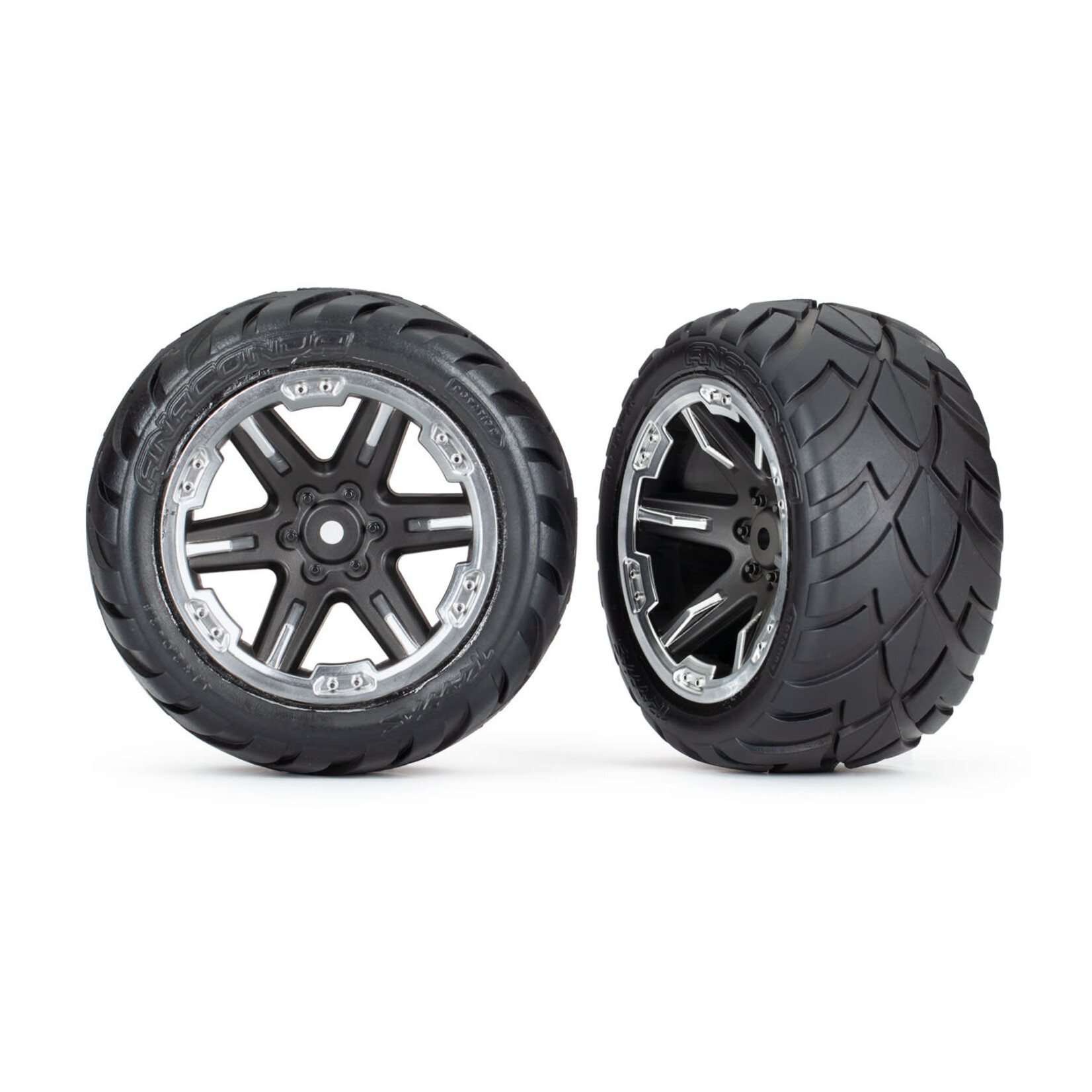 Traxxas #6768X Traxxas RXT 2.8" Black & Chrome Wheels & Anaconda Tires (2)
