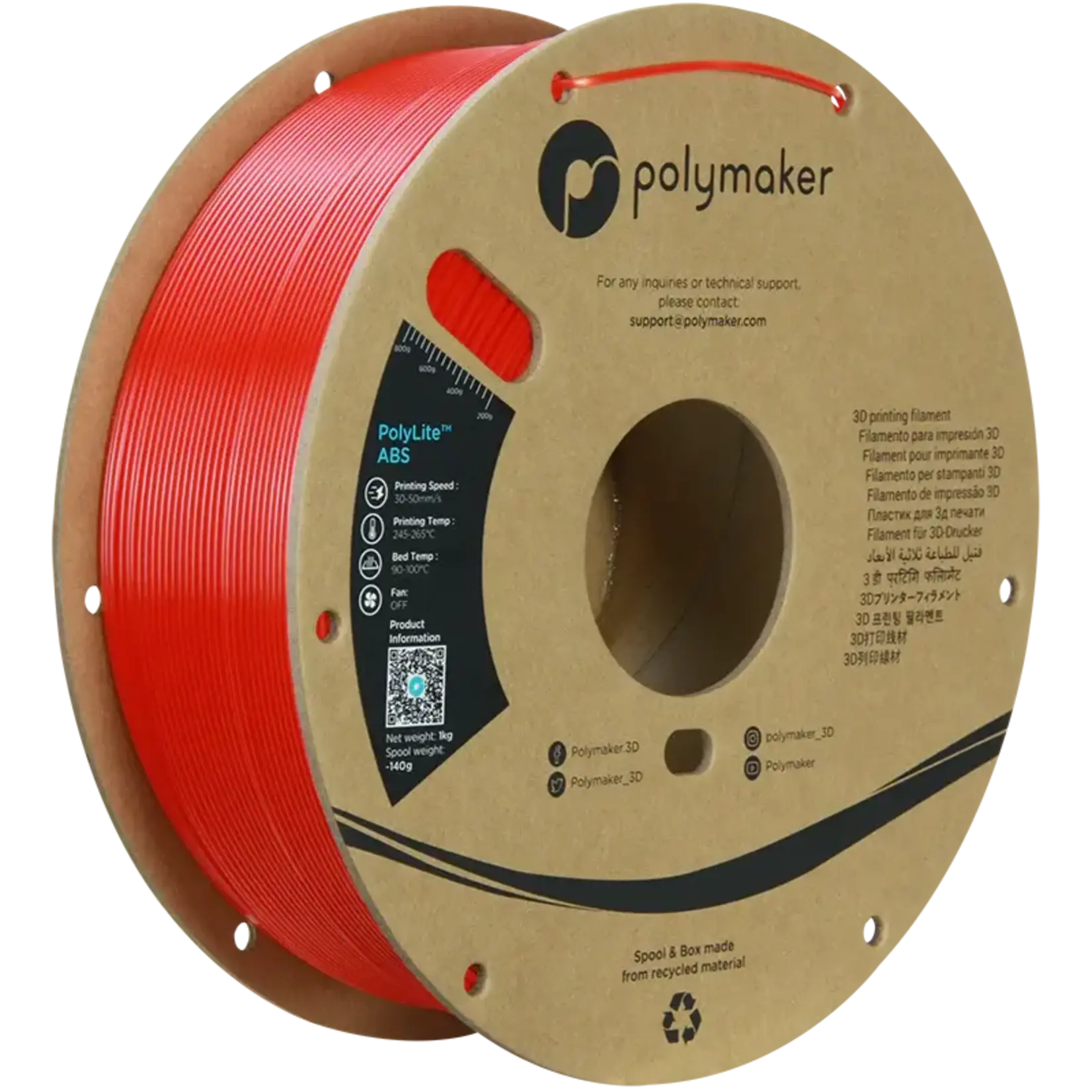 Polymaker #PE01004 PolyLite™ ABS (Red)