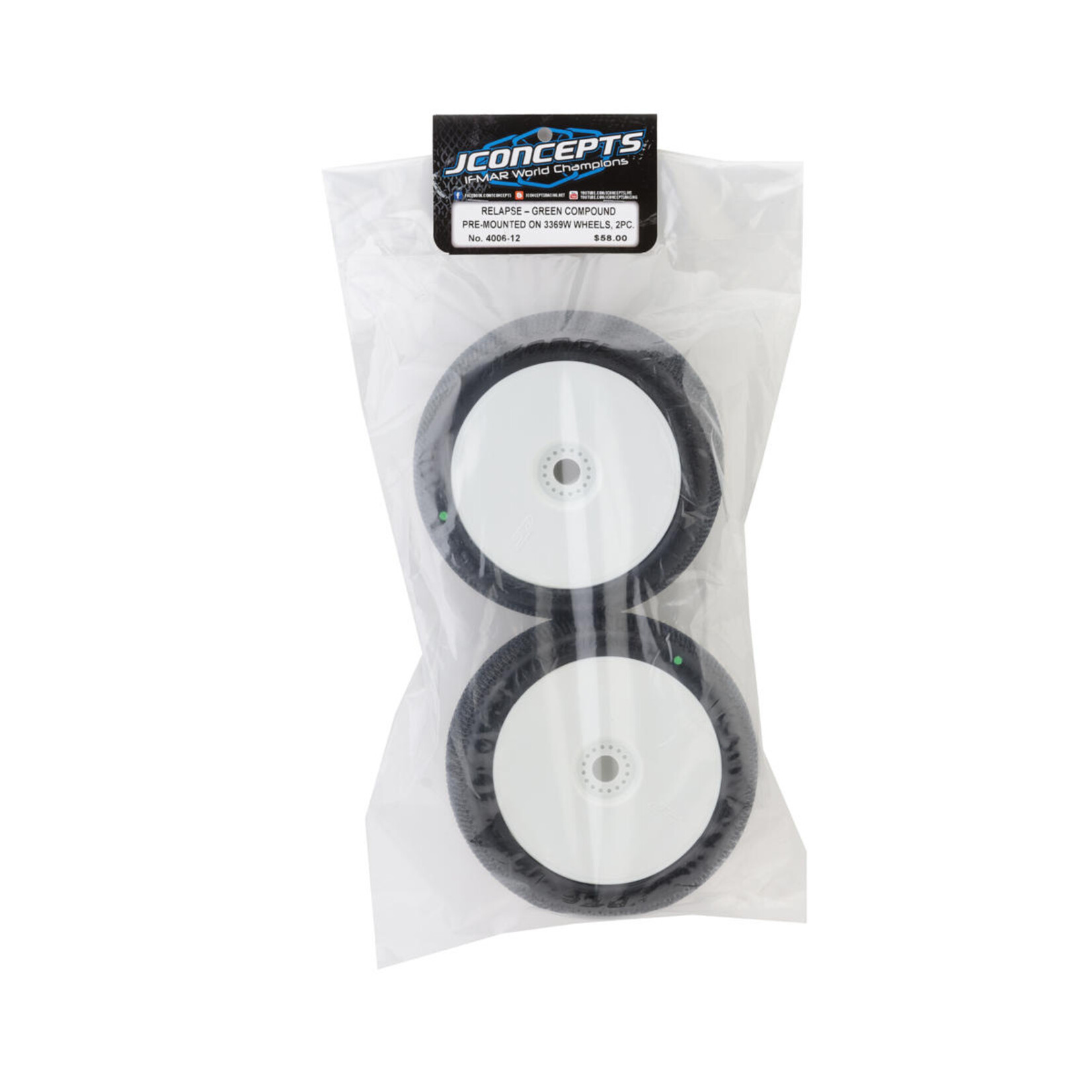 JConcepts #4006-12 JConcepts Relapse 4.0" Pre-Mounted 1/8 Truggy Tires (2) (White) (Green)