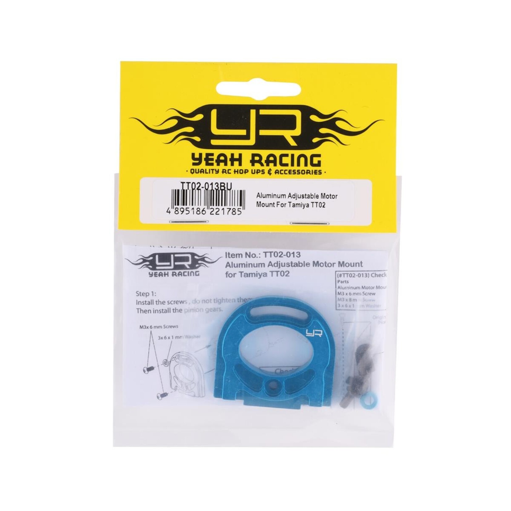 Yeah Racing #TT02-013BU Yeah Racing Tamiya TT-02 Adjustable Aluminum Motor Mount (Blue)