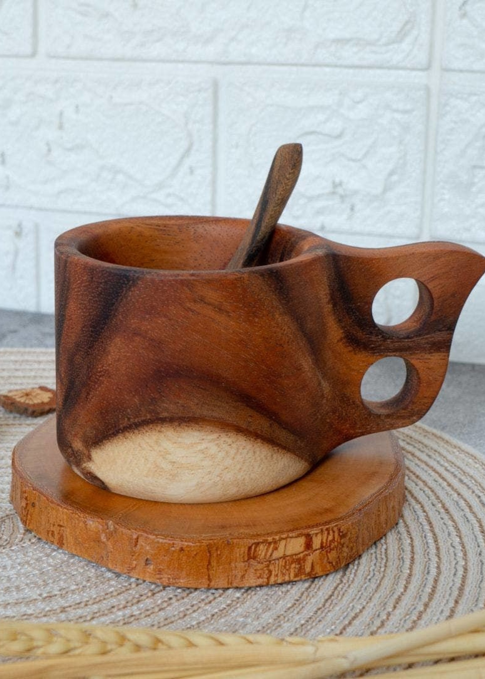 Acacia Wood Cup Set