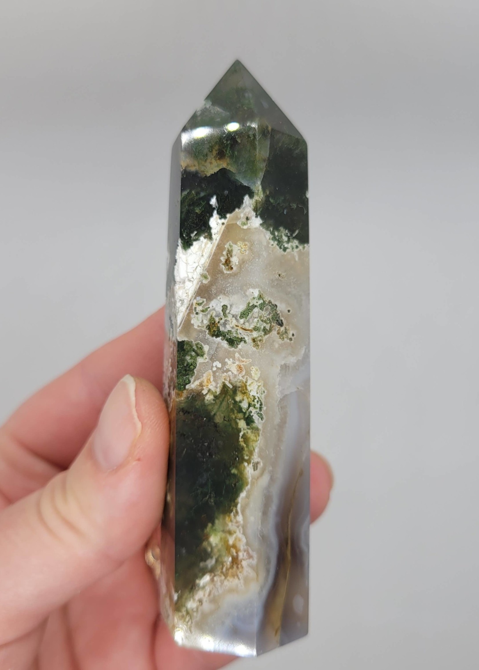 Colorful Moss Agate Crystal Tower