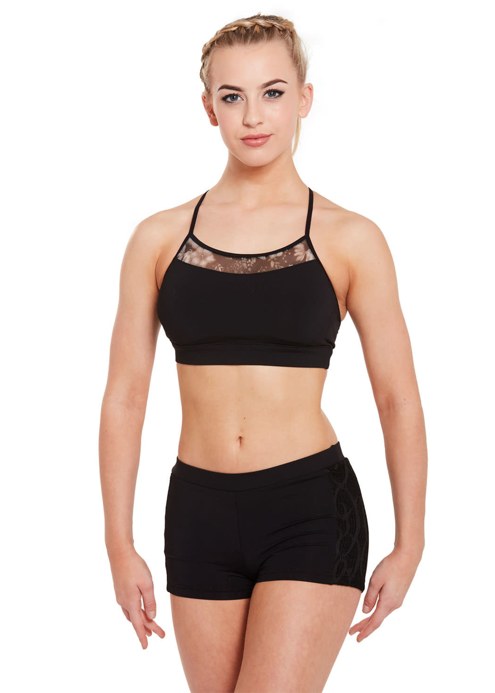 Mirella Mirella Printed Mesh Camisole Crop Bra Top