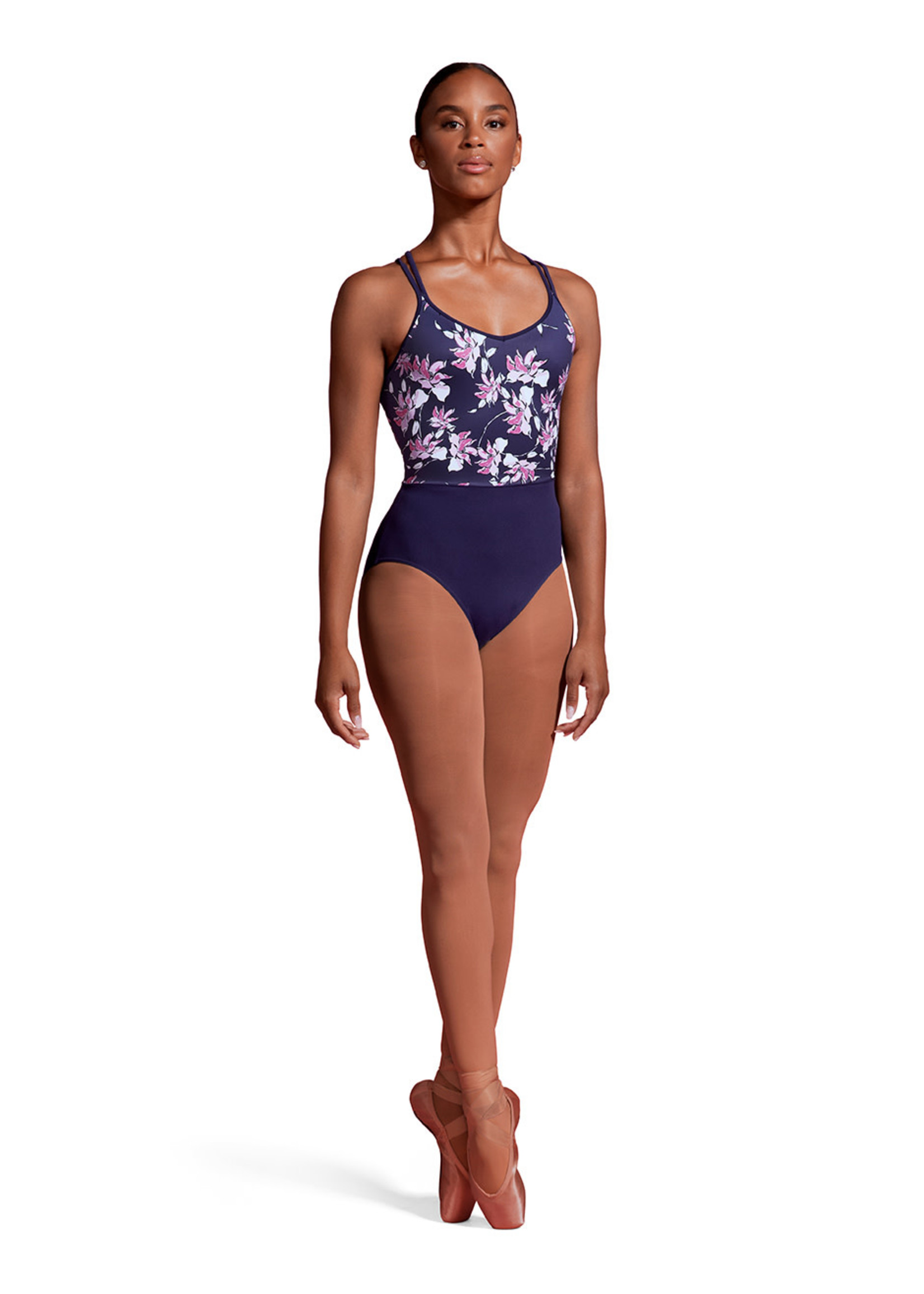 Mirella Mirella Adult Floral Printed Double Strap Cami Leotard