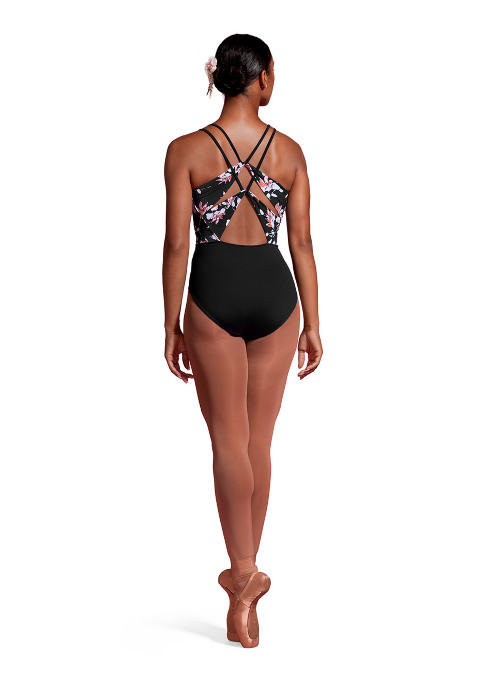 Mirella Mirella Adult Floral Printed Double Strap Cami Leotard