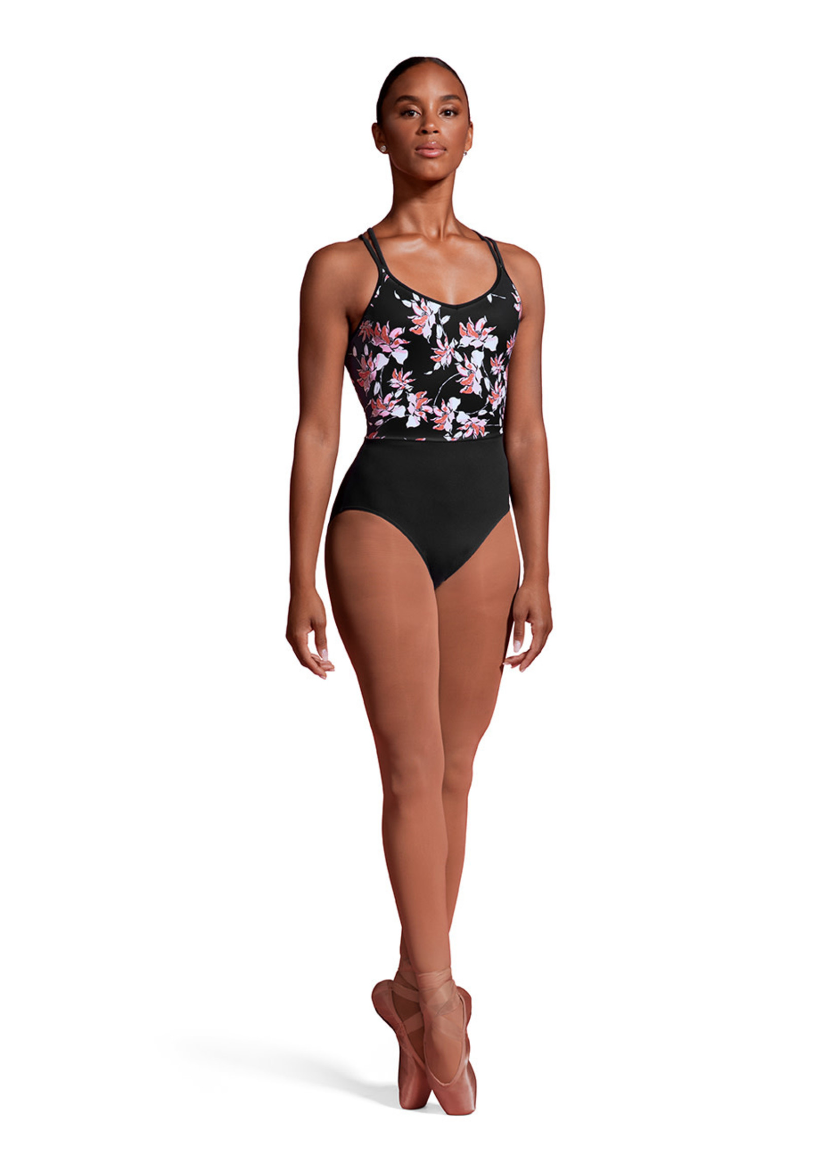 Mirella Mirella Adult Floral Printed Double Strap Cami Leotard