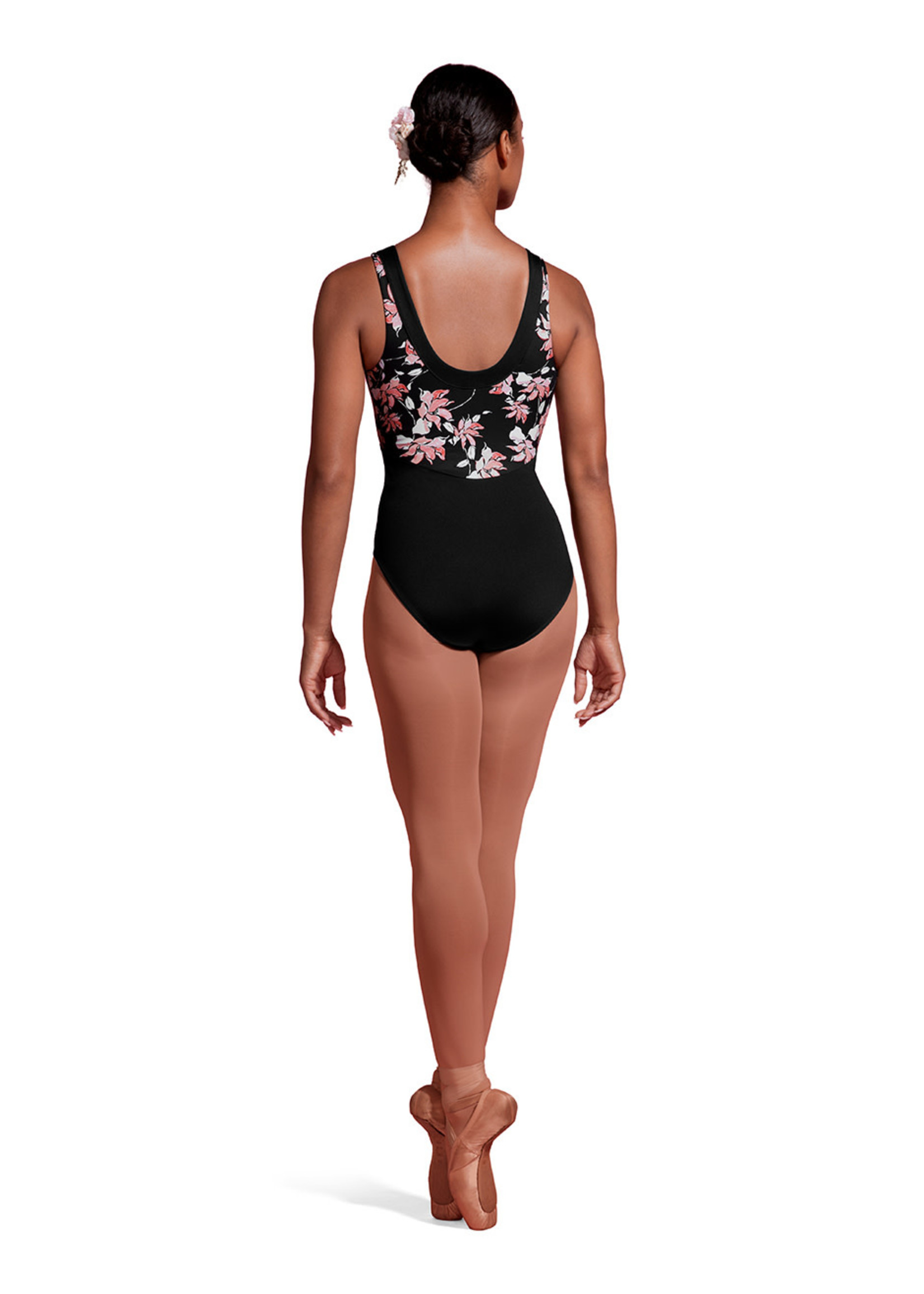 Mirella Mirella Floral Printed V-Neck Tank Leotard