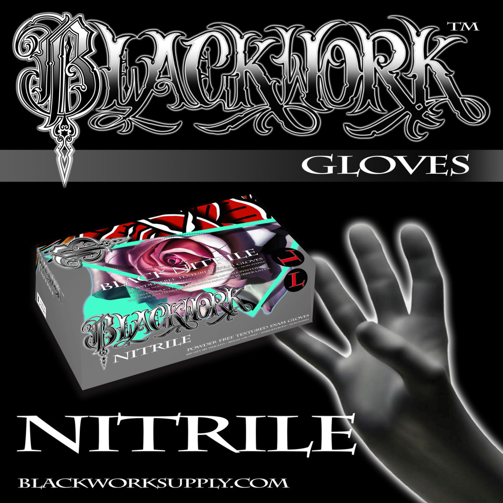 BLACKWORK NITRILE GLOVES 100