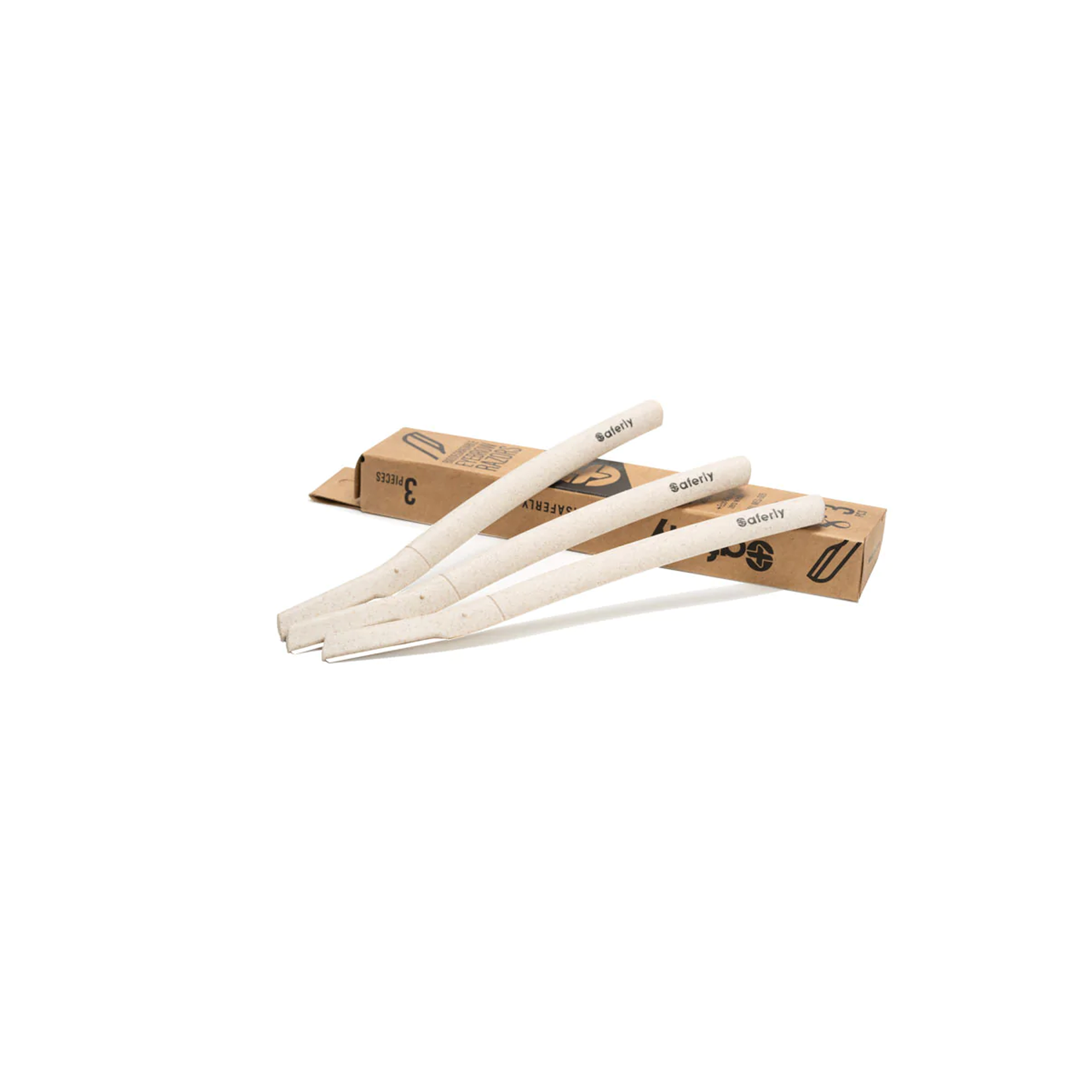 SAFERLY BIODEGRADABLE EYEBROW RAZOR - BOX OF 3