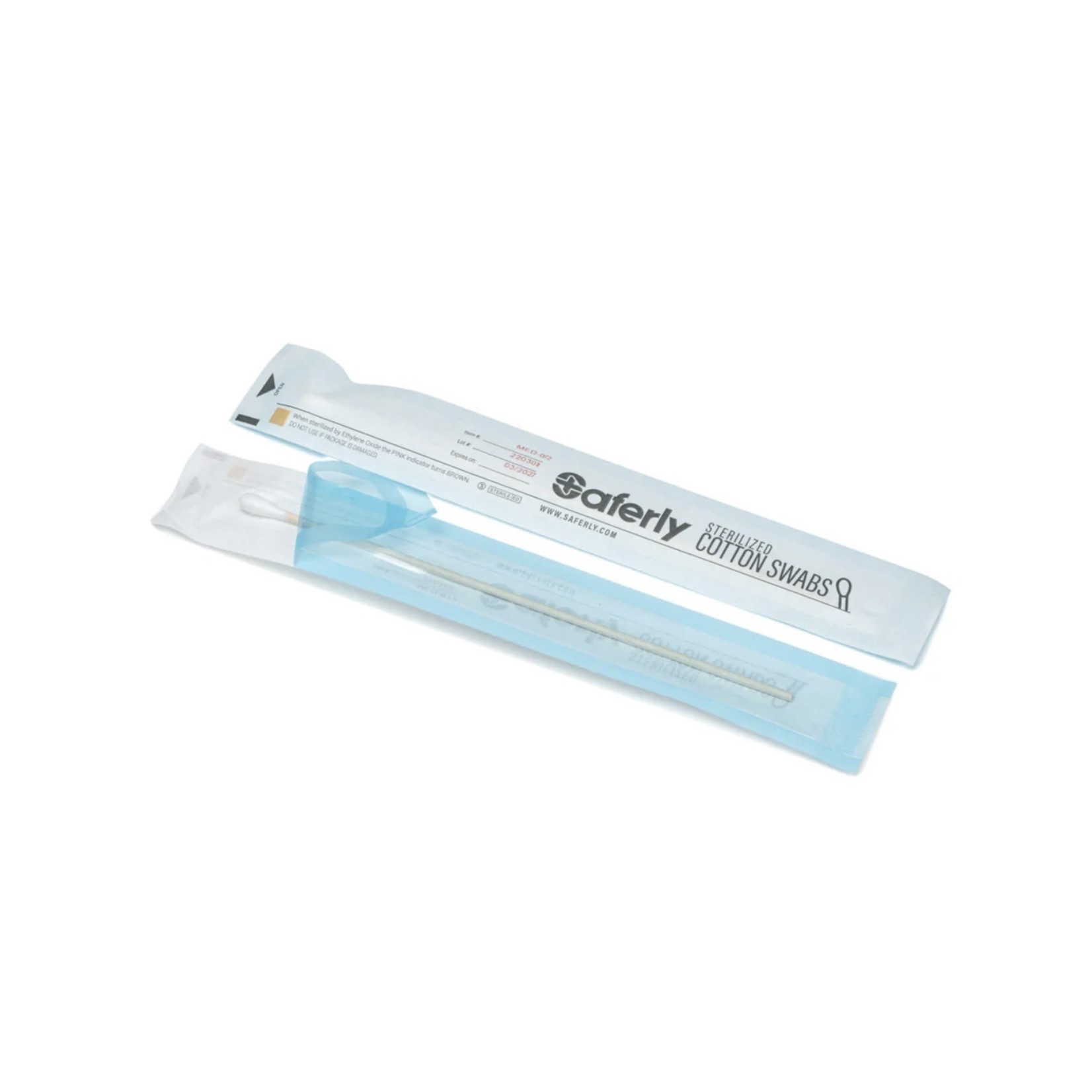 SAFERLY STERILIZED COTTON SWABS - BOX OF 100