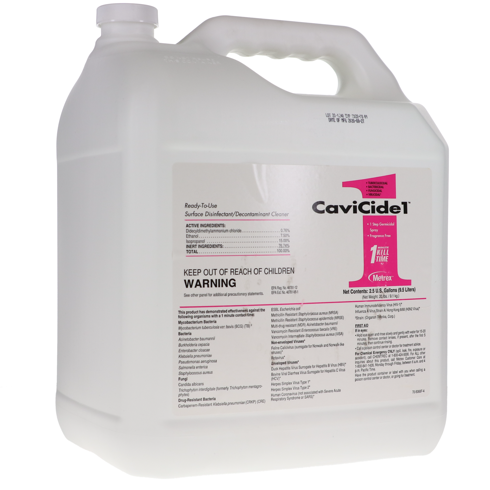 CAVICIDE SURFACE DISINFECTANT - 1 MINUTE KILL 2.5 GALLONS