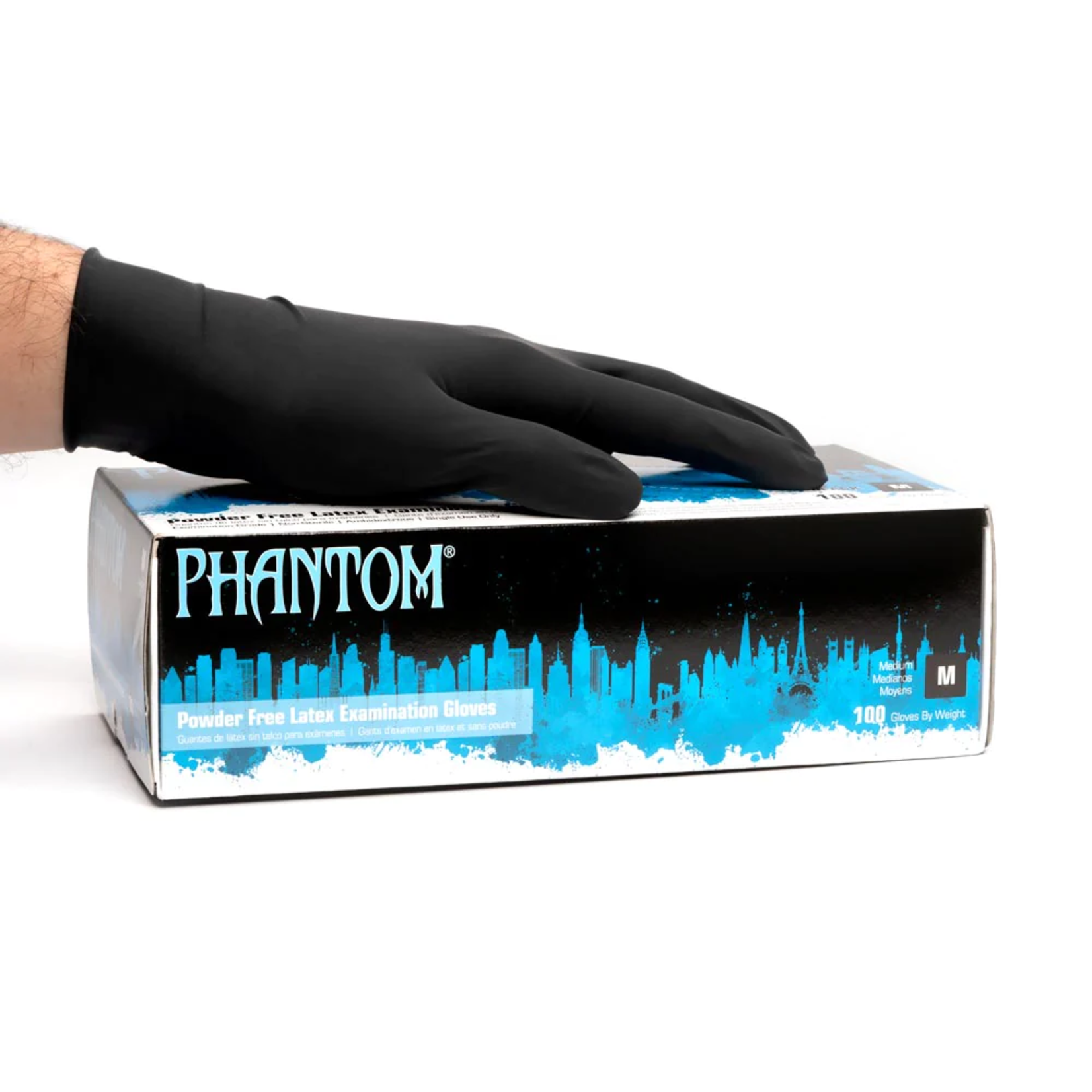 ADENNA PHANTOM - BLACK LATEX EXAM GLOVES – POWDER FREE