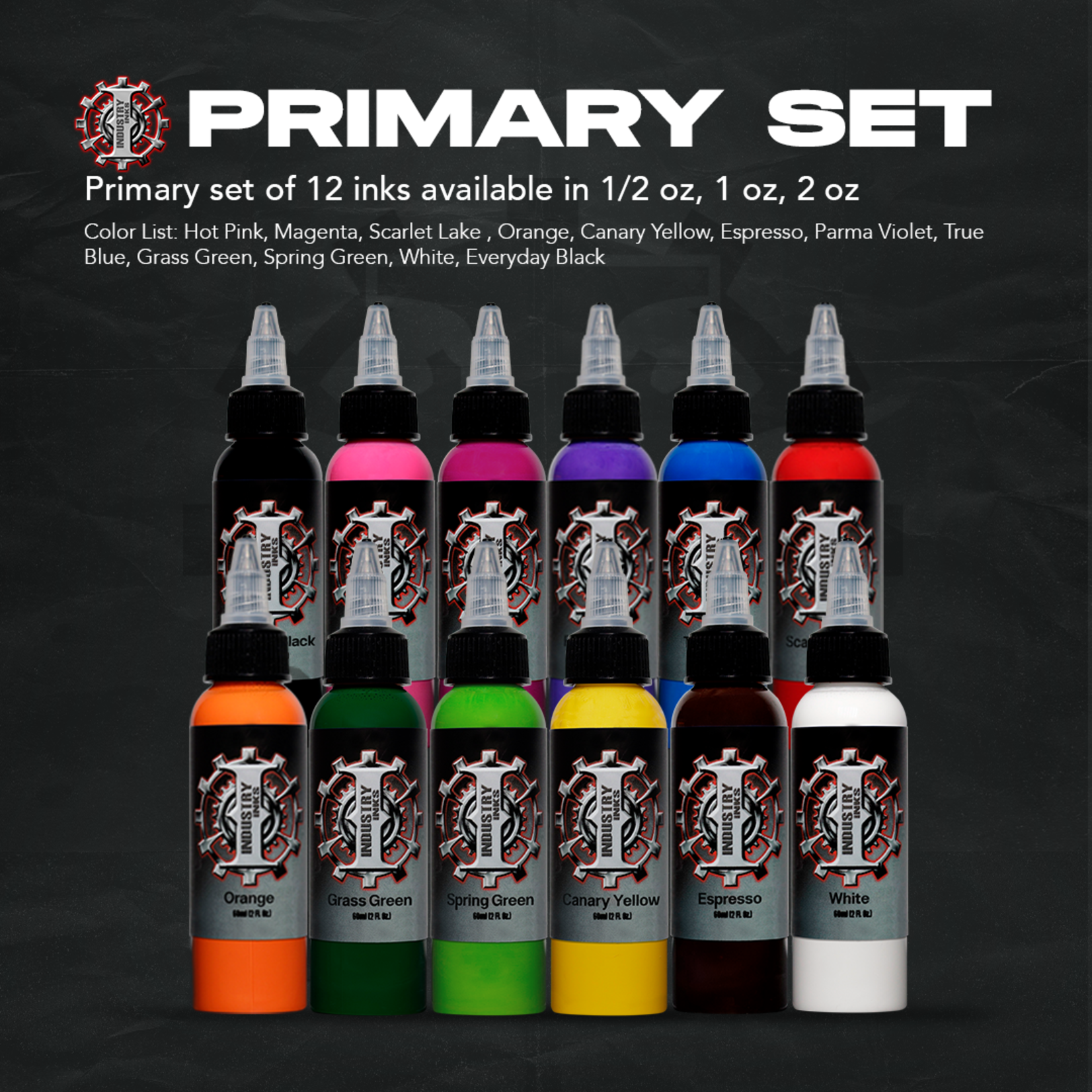 INDUSTRY INKS PRIMARY 12 COLOR SET 2OZ