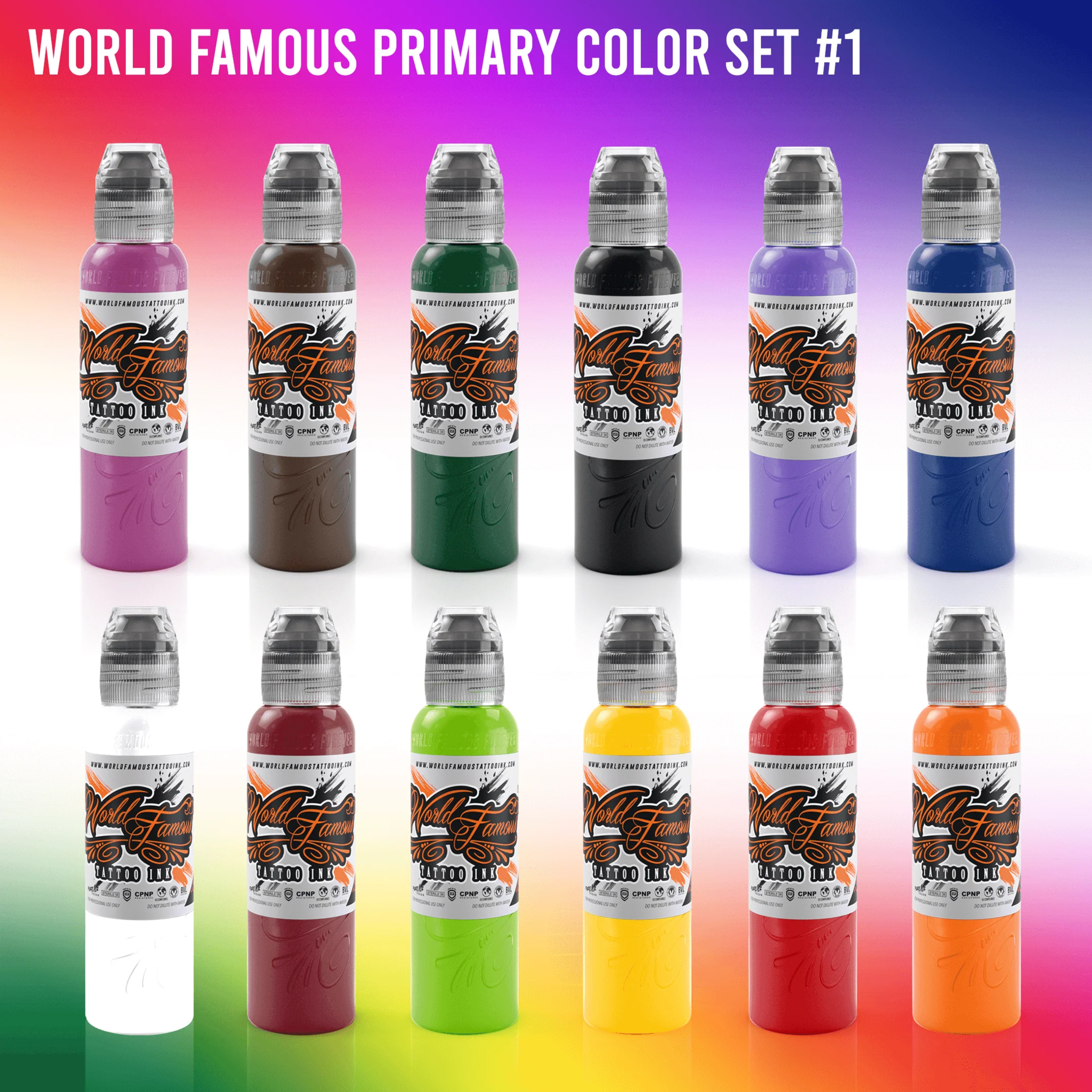 Colorful Ink Set WORLD FAMOUS - PRIMARY COLOR INK SET #1 - Anarchy Tattoo Supplies