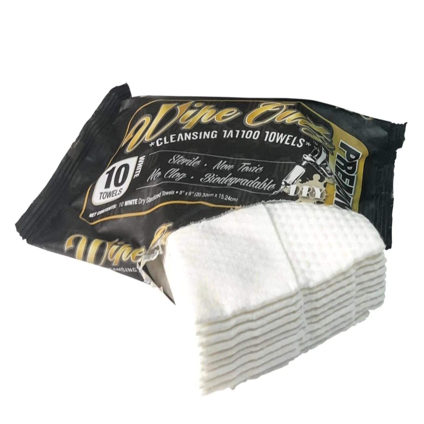 WIPE OUTZ PREMIUM DRY TATTOO TOWELS (WHITE 10 COUNT)