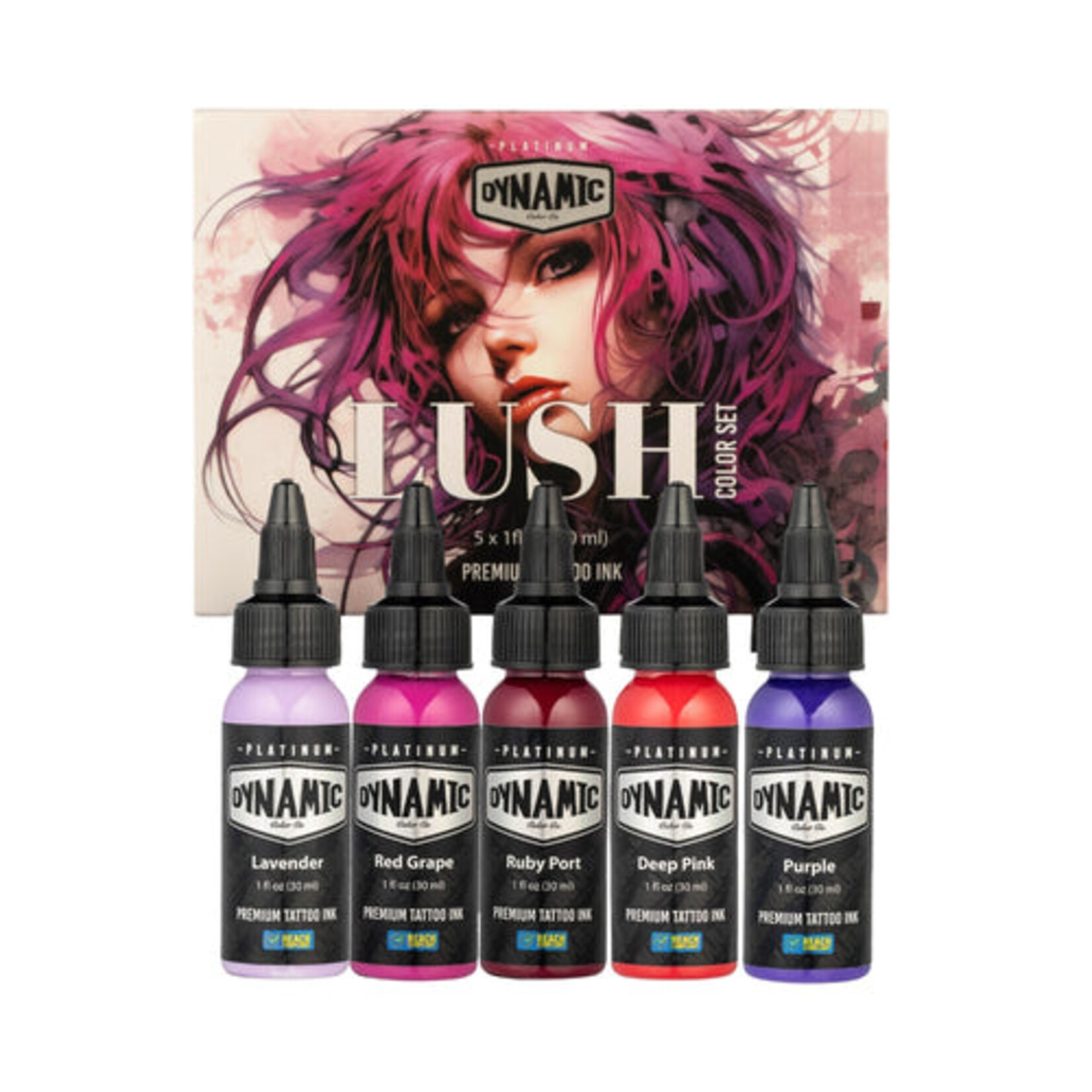 DYNAMIC INK PLATINUM LUSH 1OZ 5 BOTTLE COLOR SET