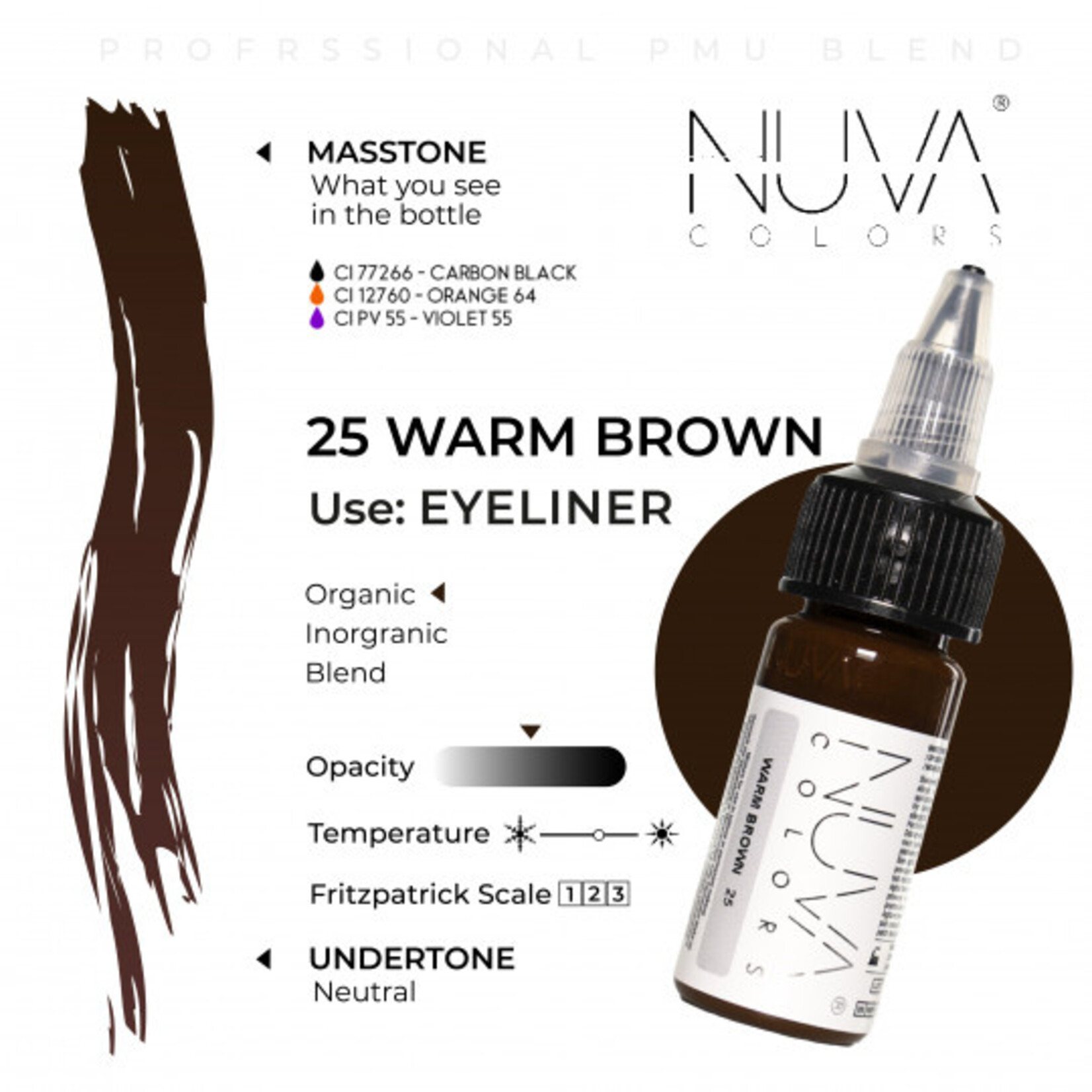 NUVA COLORS - 25 WARM BROWN - 15ml