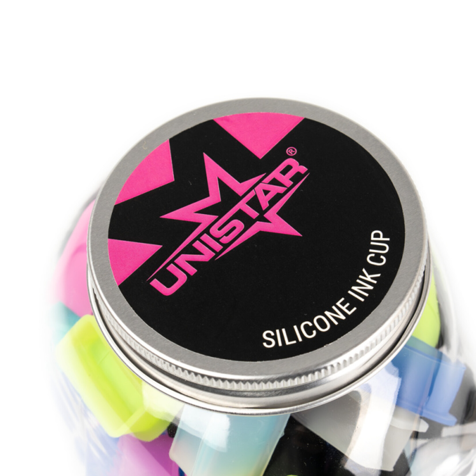 UNISTAR RECTANGLE SILICONE INK CUPS IN A SKULL JAR- 80pcs