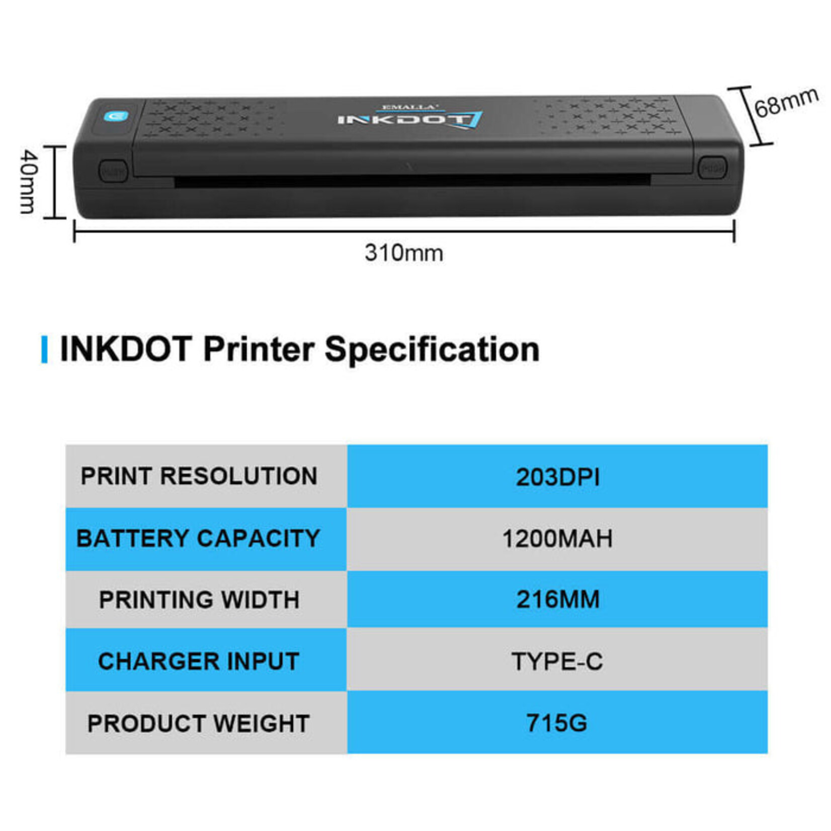 EMALLA INKDOT WIRELESS THERMAL PRINTER