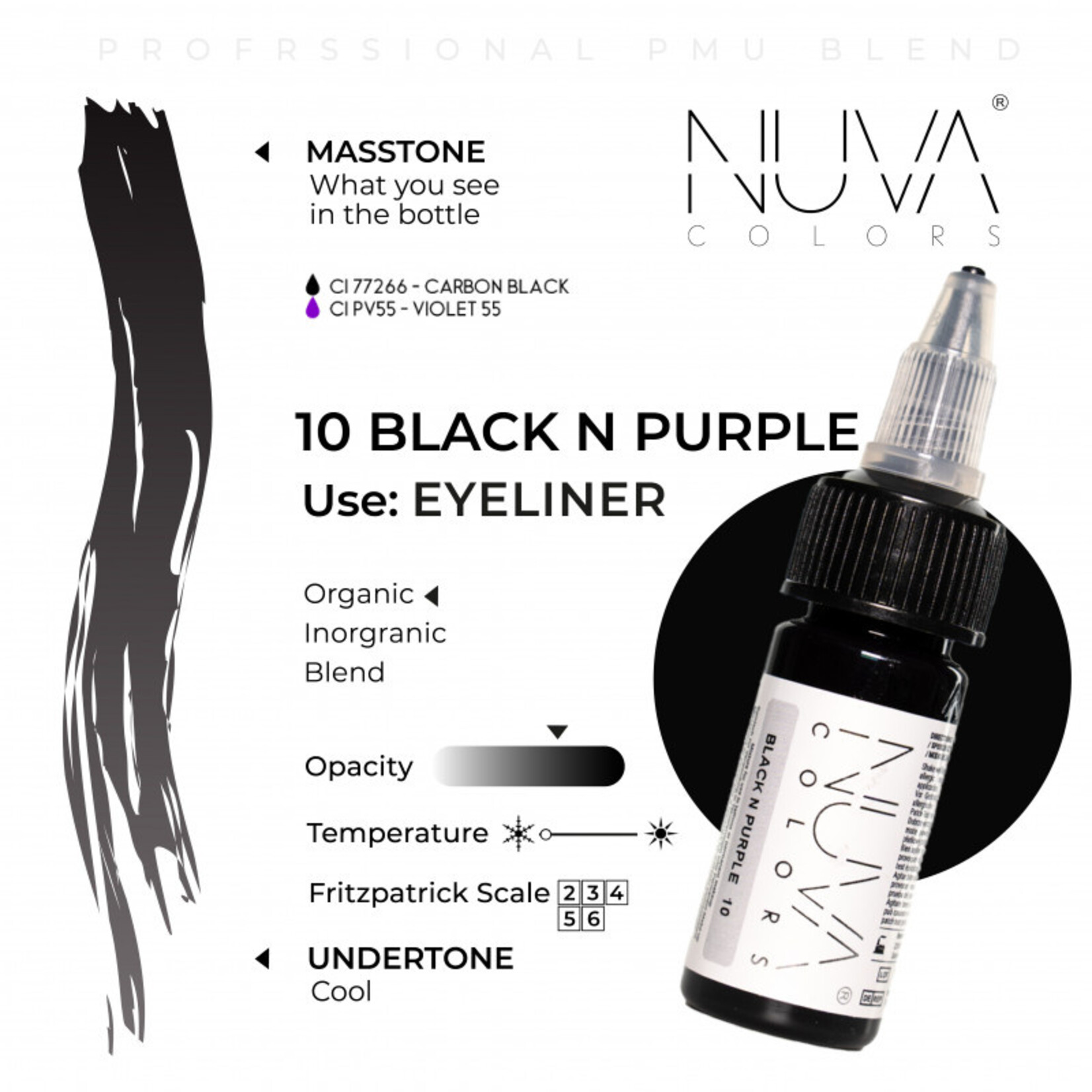 NUVA COLORS - 10 BLACK N PURPLE - 15ml