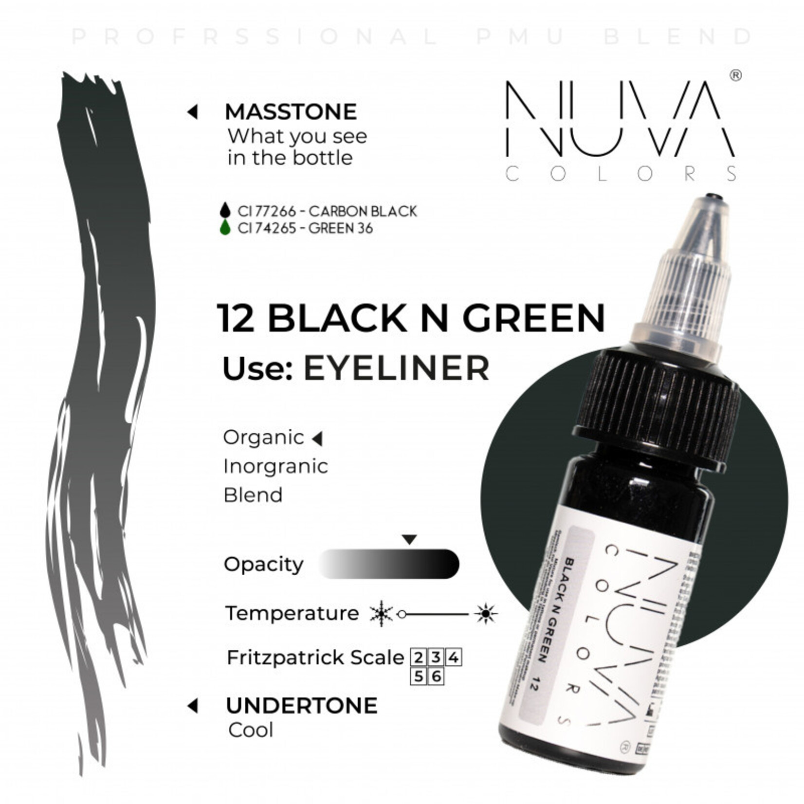 NUVA COLORS - 12 BLACK N GREEN - 15ml