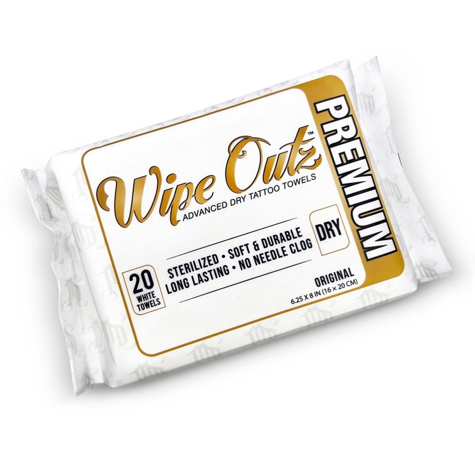 WIPE OUTZ PREMIUM TATTOO TOWEL - 20 CT (WHITE)