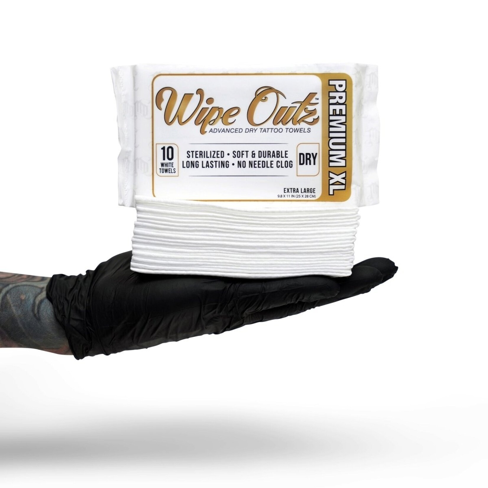 WIPE OUTZ PREMIUM TATTOO TOWEL - 10 CT XL (WHITE)