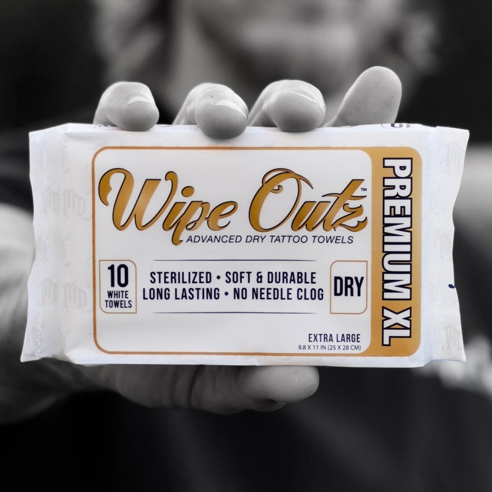 WIPE OUTZ PREMIUM TATTOO TOWEL - 10 CT XL (WHITE)