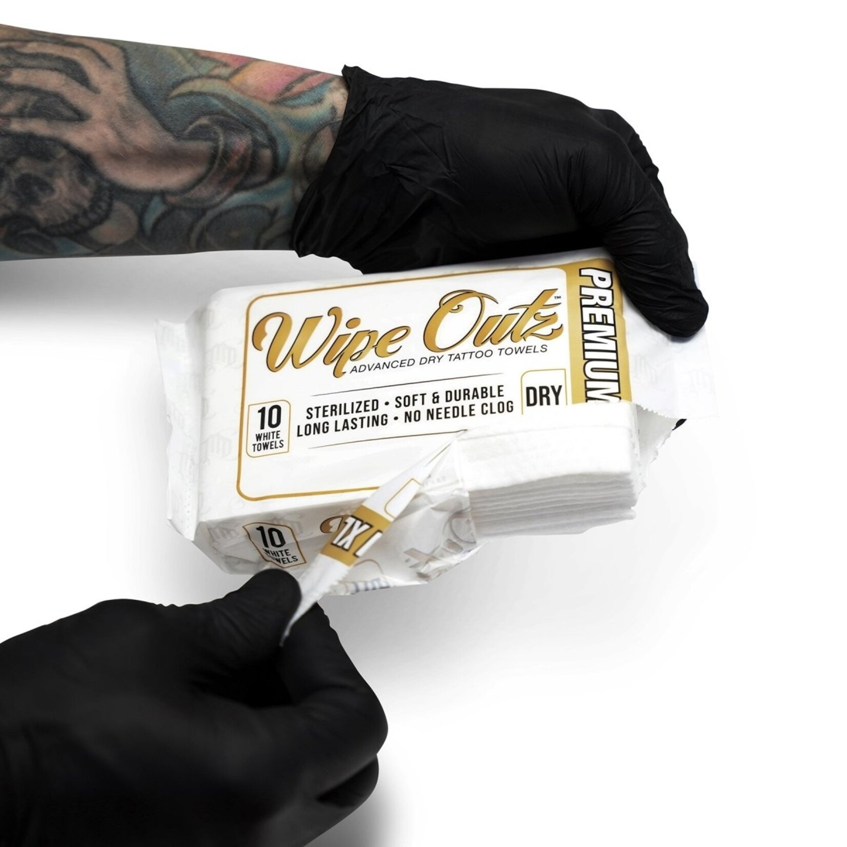 WIPE OUTZ PREMIUM TATTOO TOWEL - 10 CT XL (WHITE)