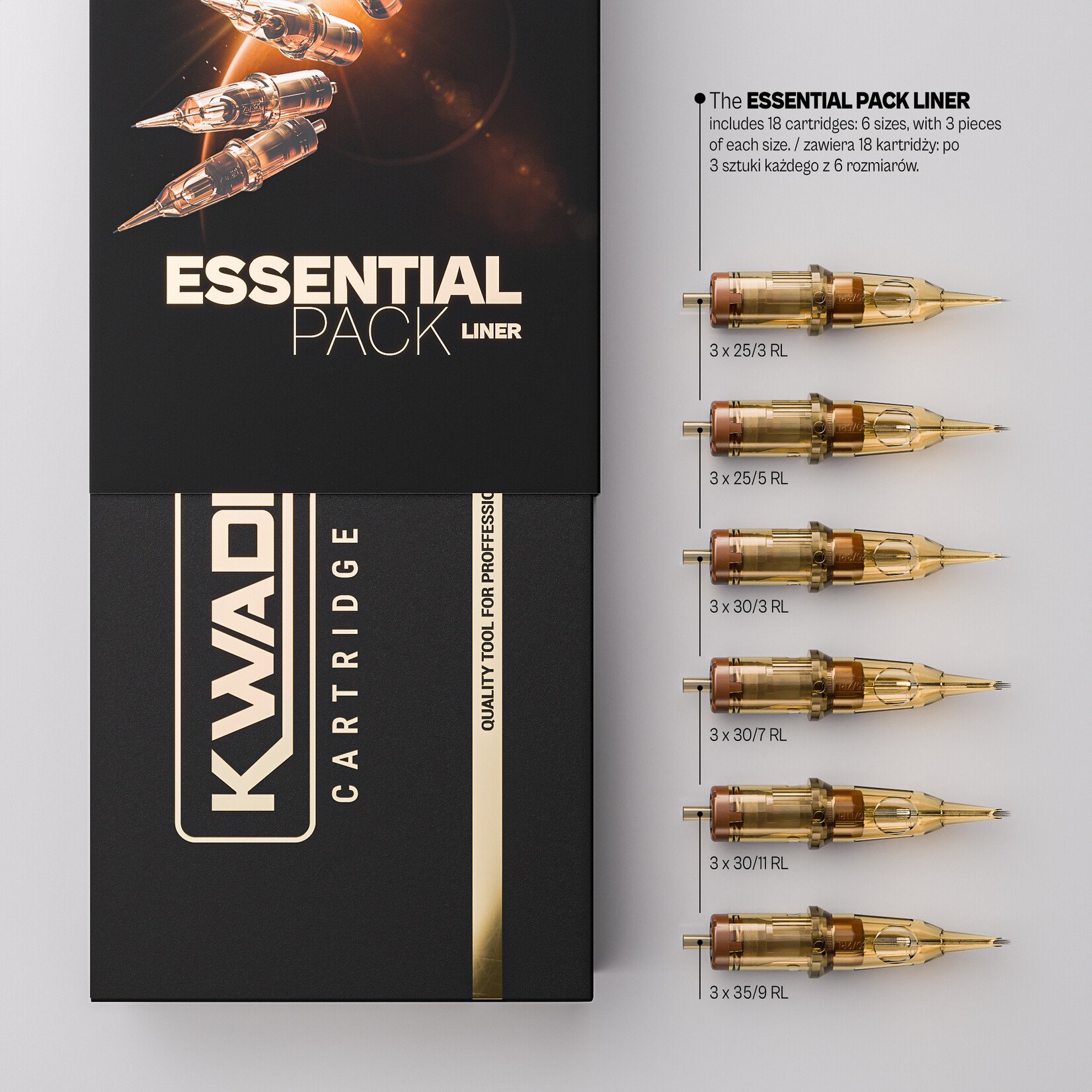 KWADRON CARTRIDGE SYSTEM LINER ESSENTIAL PACK 18 pcs.