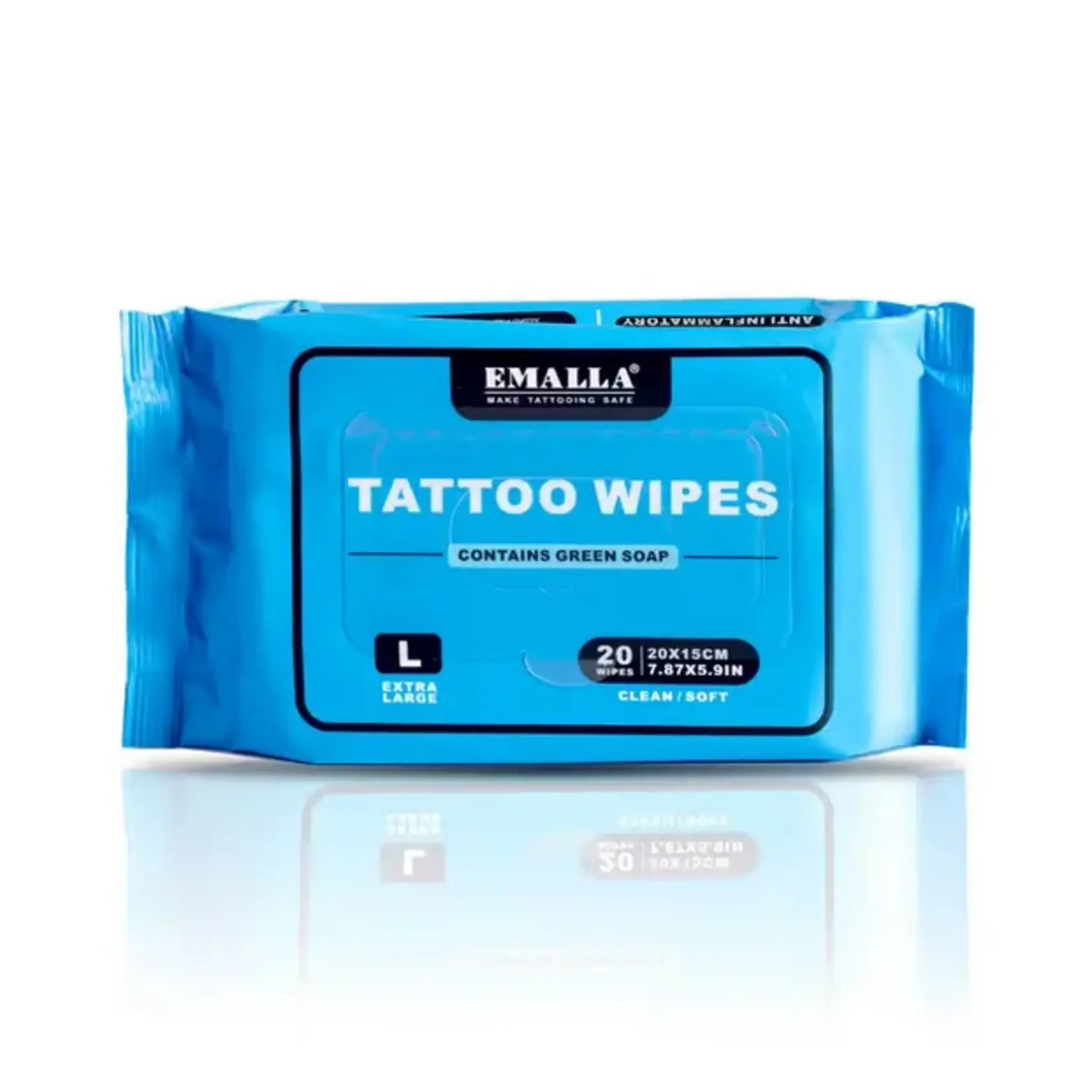 EMALLA TATTOO WIPES WITH GREEN SOAP OR ANTI-INFLAMMATORY