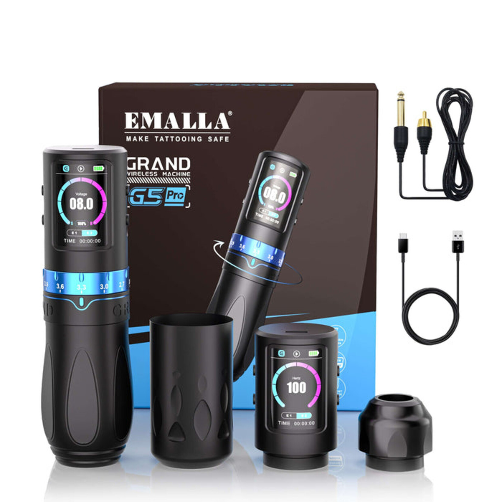EMALLA WIRELESS TATTOO PEN MACHINE 2.4-4.2MM Strokes | GRAND G5 PRO (BLACK)