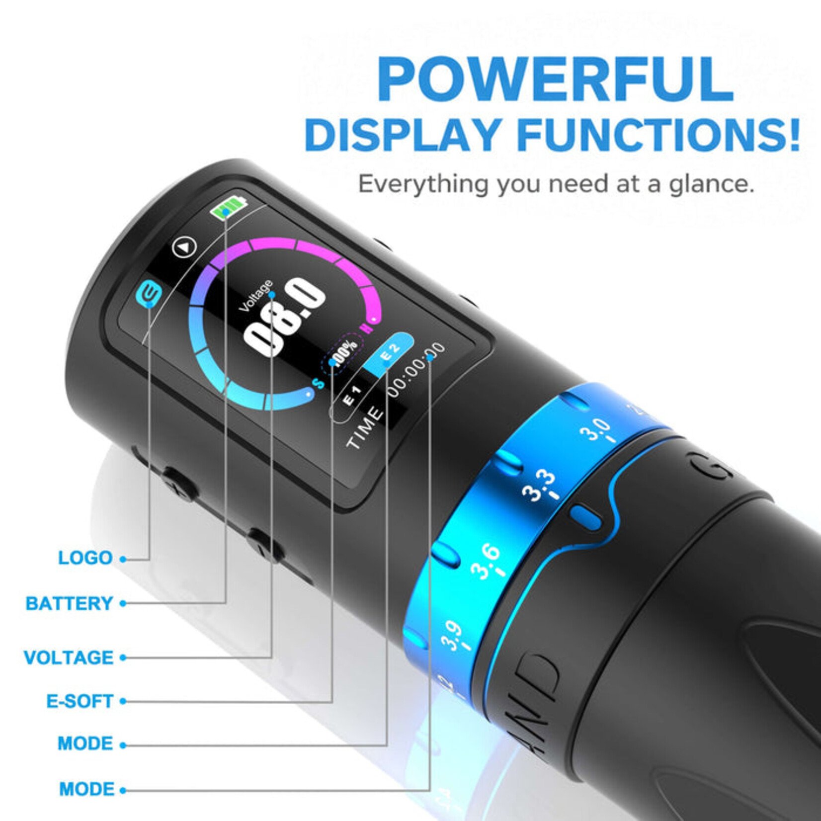 EMALLA WIRELESS TATTOO PEN MACHINE 2.4-4.2MM Strokes | GRAND G5 PRO (BLACK)