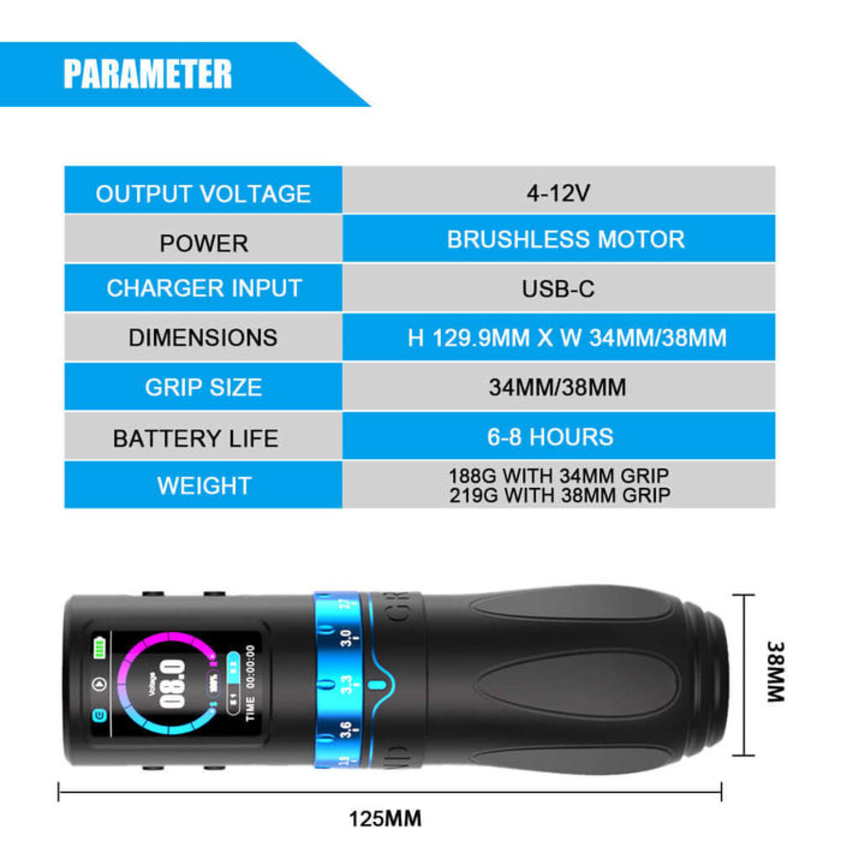 EMALLA WIRELESS TATTOO PEN MACHINE 2.4-4.2MM Strokes | GRAND G5 PRO (BLACK)