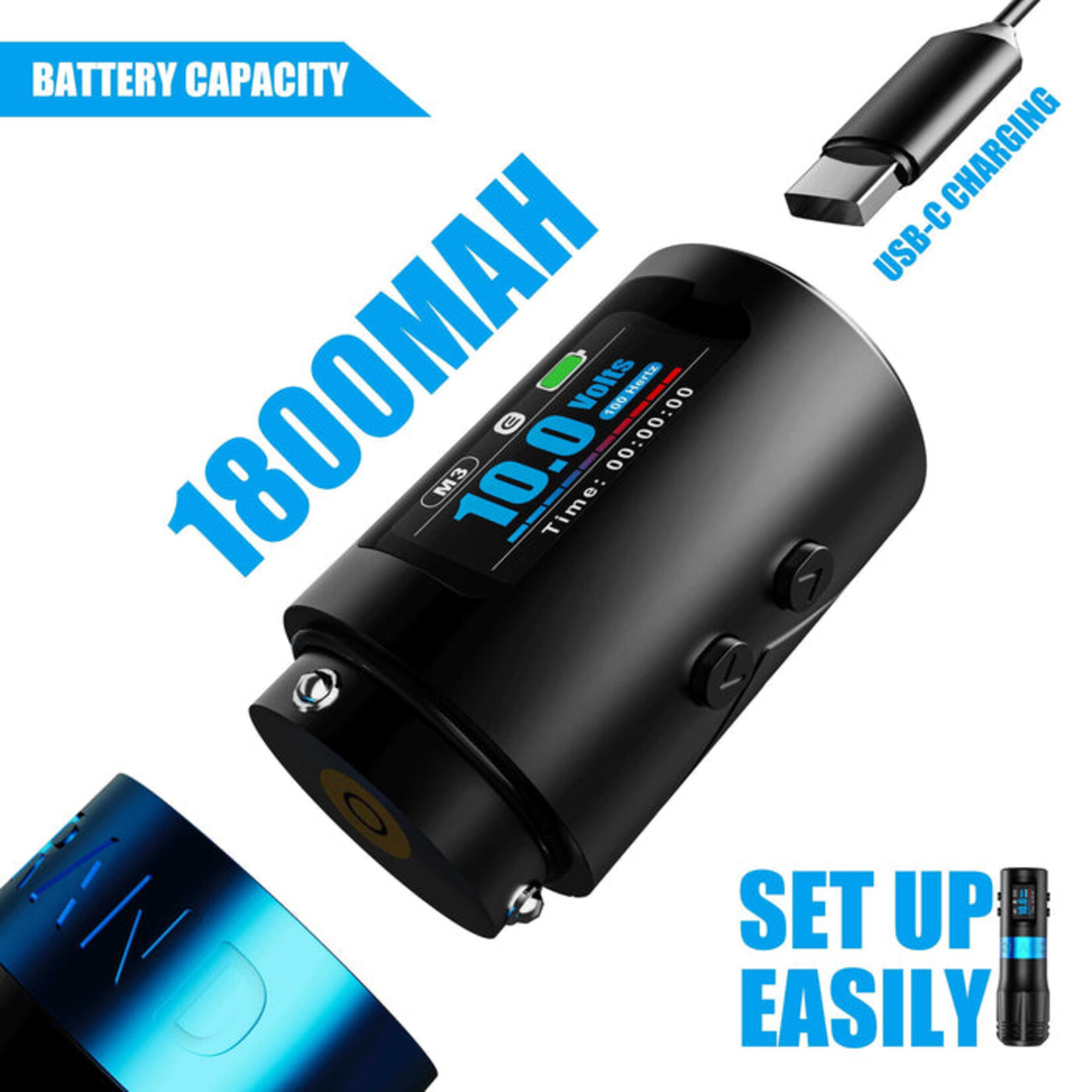 EMALLA WIRELESS TATTOO MACHINE  4.2mm  STROKE SOFT FUNCTION - GRAND G4 (BLUE)