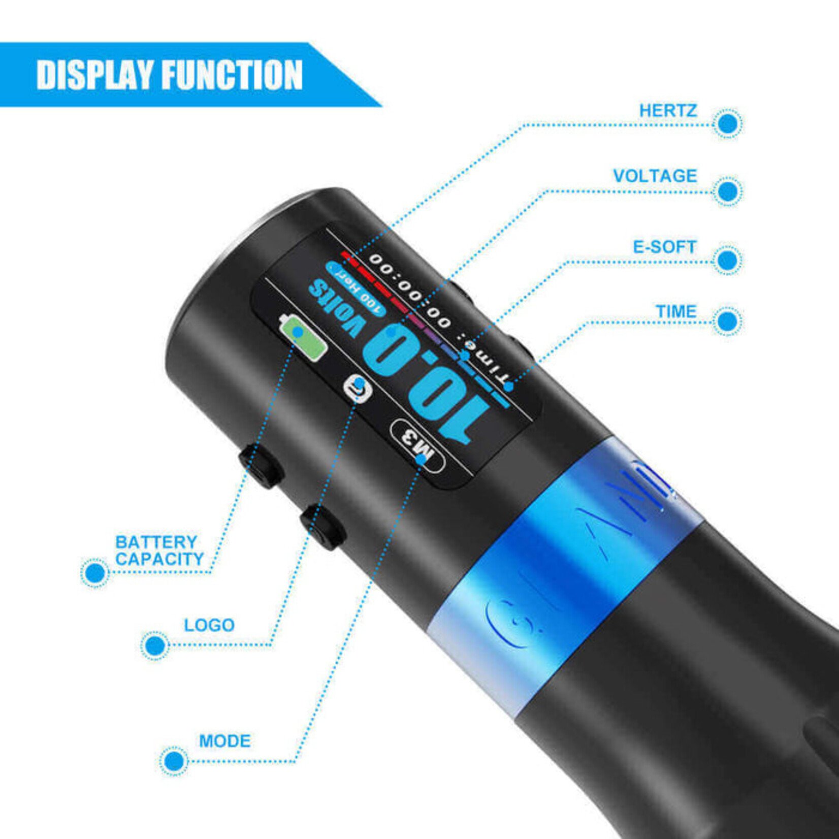 EMALLA WIRELESS TATTOO MACHINE  4.2mm  STROKE SOFT FUNCTION - GRAND G4 (BLUE)