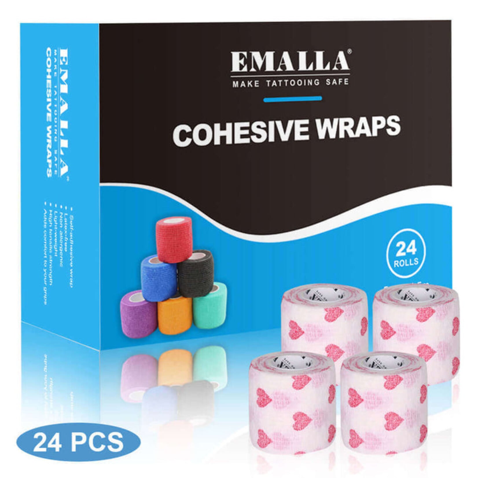 EMALLA COHESIVE WRAPS BOX OF 24 ROLLS