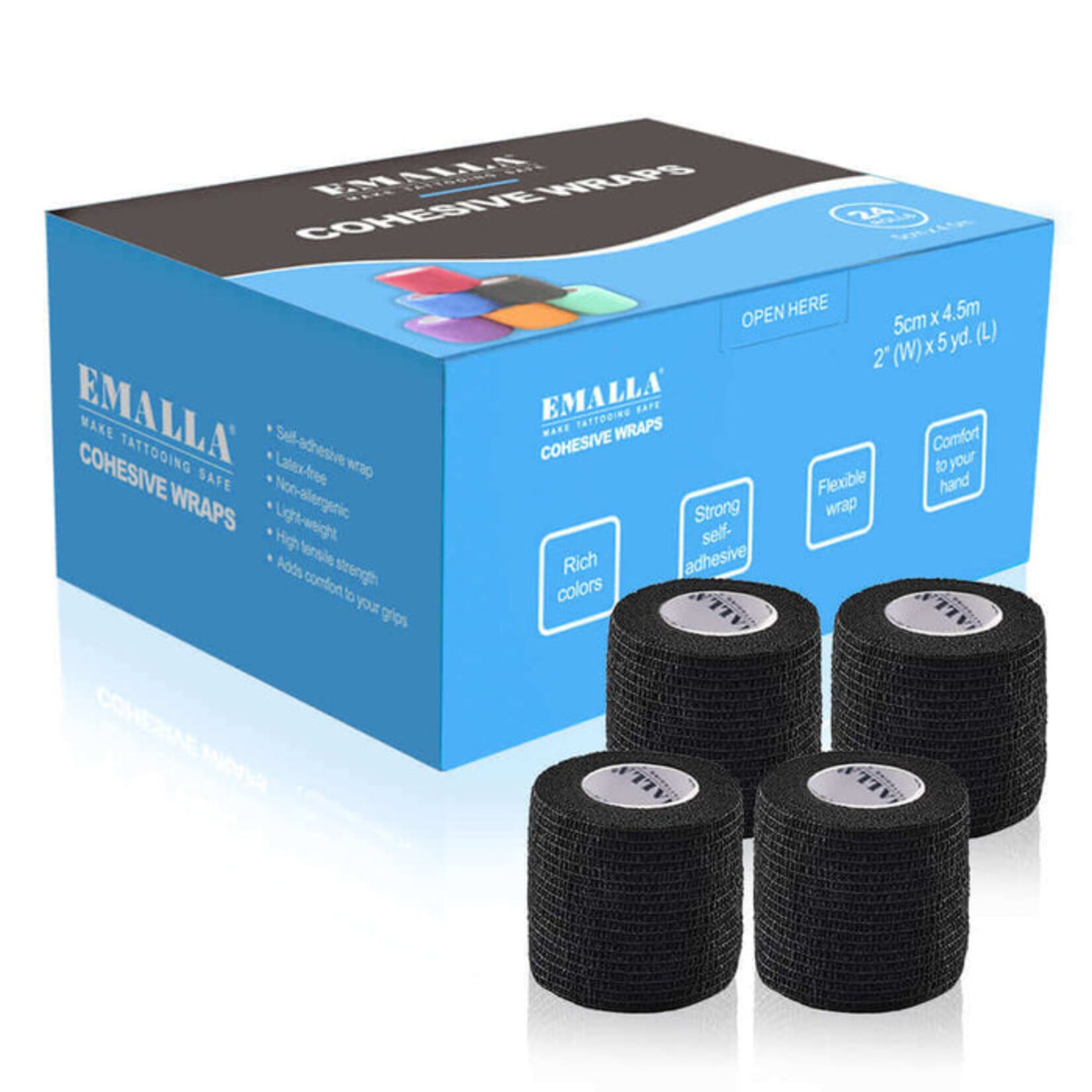 EMALLA COHESIVE WRAPS BOX OF 24 ROLLS