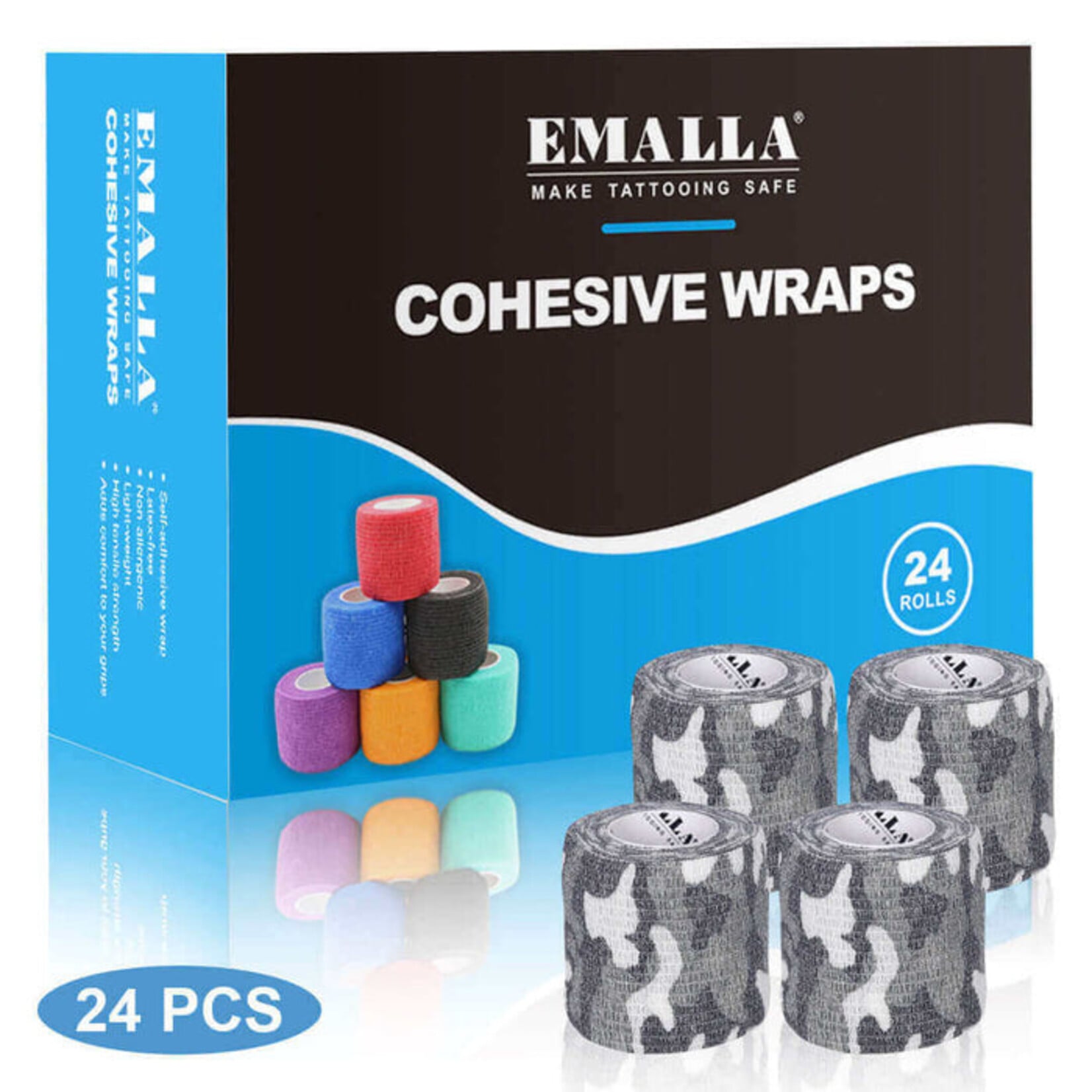 EMALLA COHESIVE WRAPS BOX OF 24 ROLLS