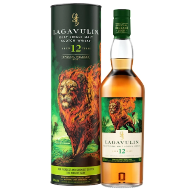 LAGAVULIN 12 YEAR THE LION'S FIRE SINGLE MALT SCOTCH 750ML