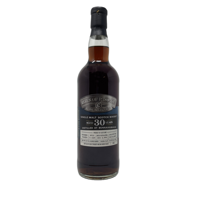 RITES OF PASSAGE BUNNAHABHAIN 30 YEAR FIRST FILL OLOROSO AGED SCOTCH 700ML
