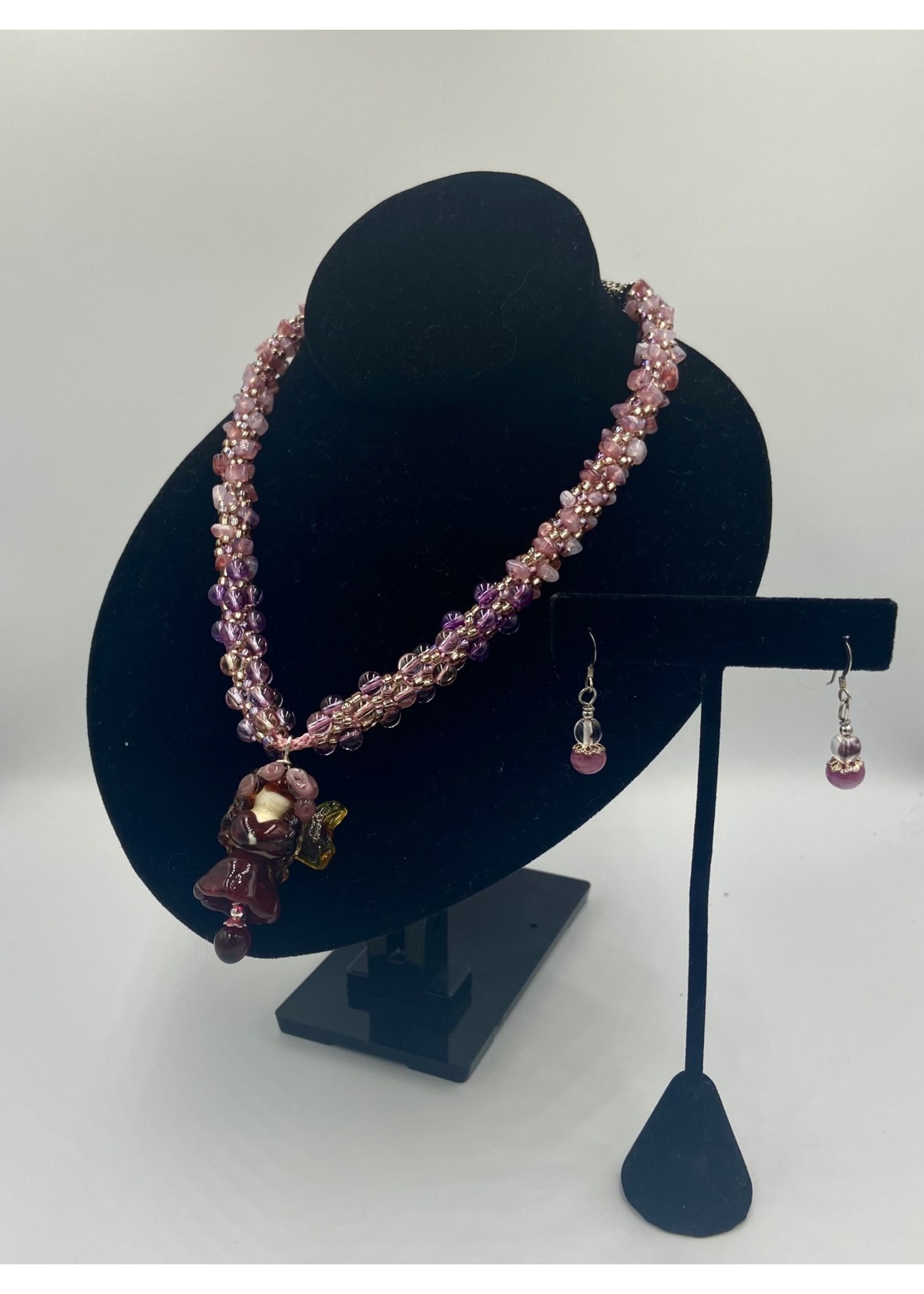 Kay Bolden BOLD Glass Angel Beaded Necklace/Earring Set