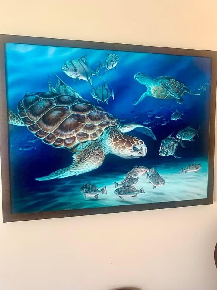 BLUESKIES GALLERY VIRGINIA BEACH SEA TURTLES OIL ON CANVAS 40 X 30