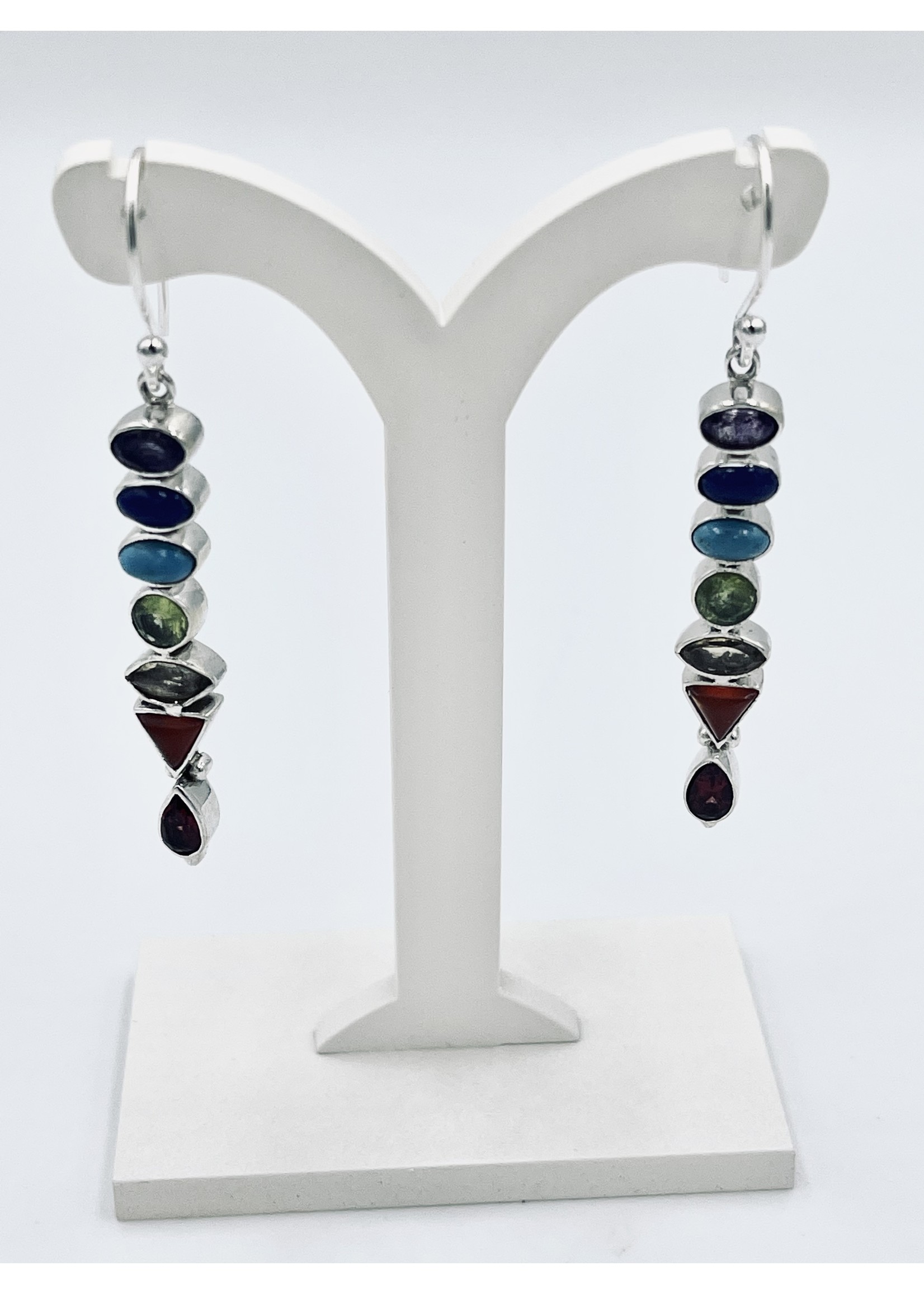 Blueskies Gallery Blueskies Sterling silver 7 stone chakra earrings