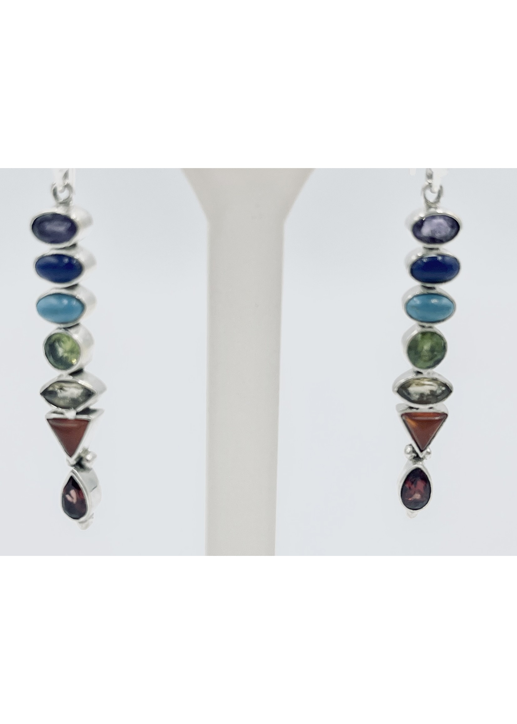 Blueskies Gallery Blueskies Sterling silver 7 stone chakra earrings