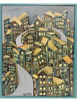 George Carroll   Acrylic On Canvas Framed 17X21  HILLTOPSTREET