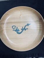 Ray Martha Rountree ROUN-Ray and Martha Rountree-100113-"Gecko in a Bowl"-Turned pecan platter inlaid with turquoise