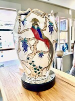 Ray Martha Rountree ROUN-Ray and Martha Rountree-210715-"Golden Pheasant"-Turned Holly vessel inlaid with crushed stones and pyro-engraved